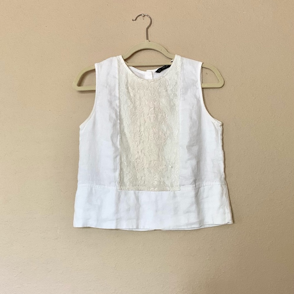 EUC ZARA BASIC linen blend top - Picture 2 of 8